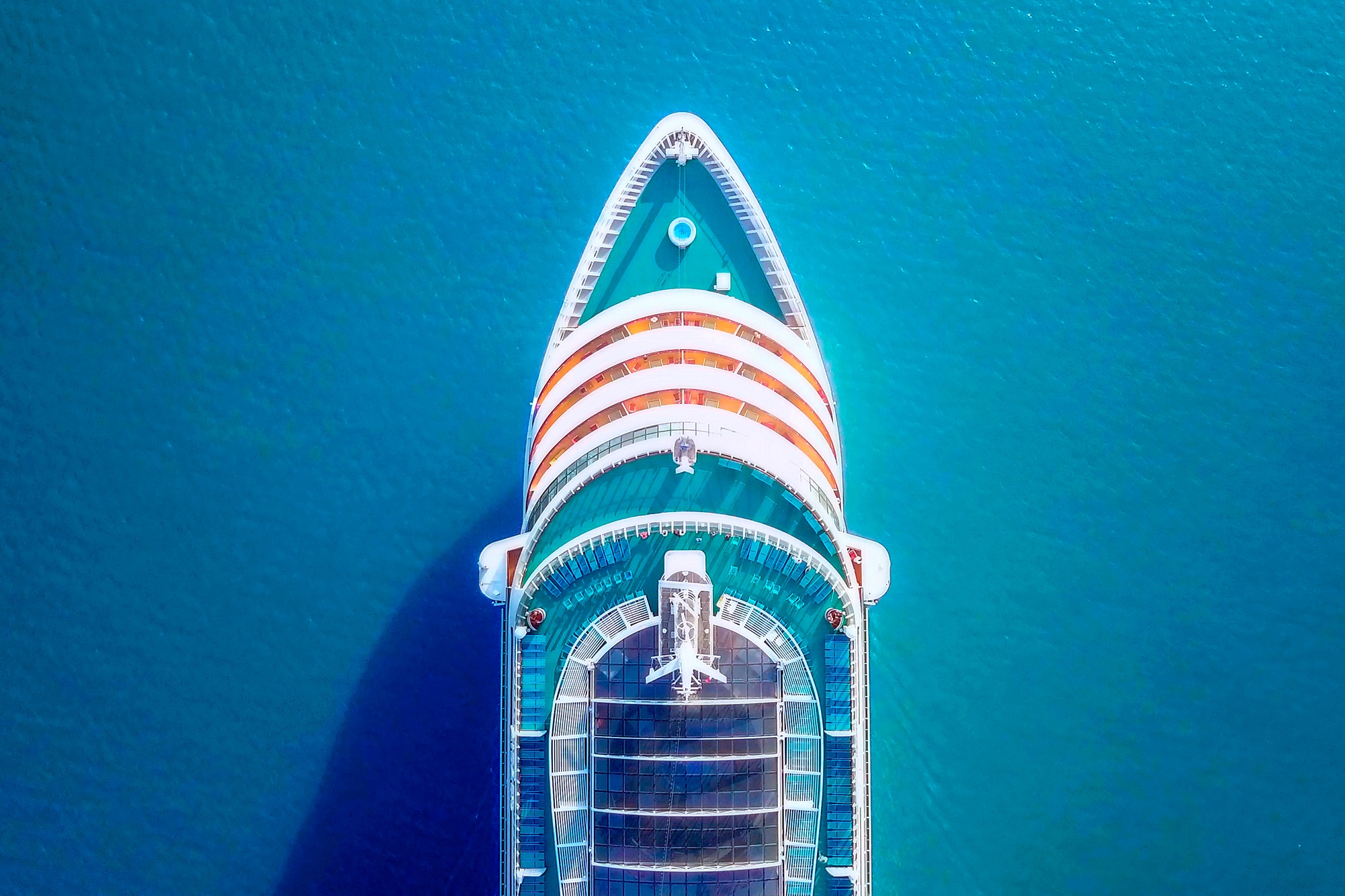 top-down view of a Royal Caribbean Group cruise ship