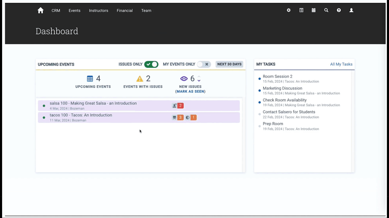 GIF showing dashboard walkthrough in Administrate