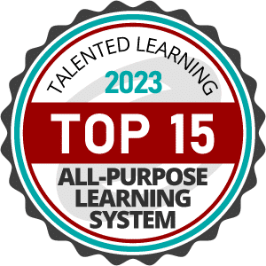 2023 Talented Learning Top 15 All-purpose Learning System Badge.