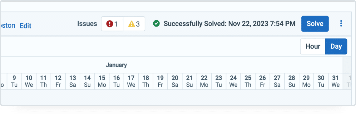 Zoom in on the Scheduler “Solve” button in Administrate.