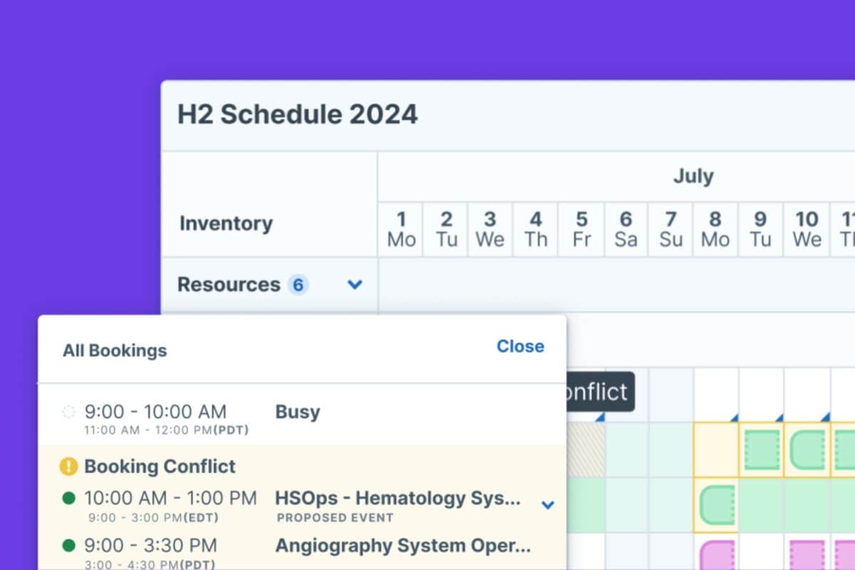Screenshots of the UI of Administrate's Scheduler feature.