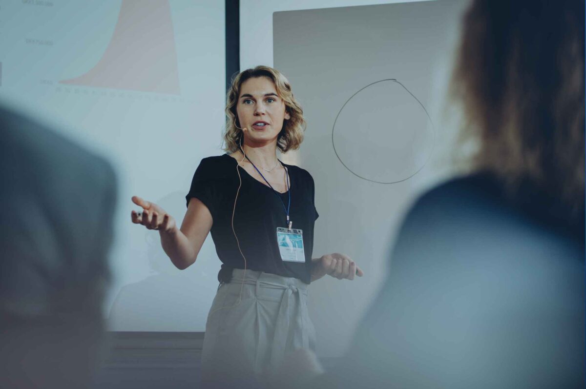 training manager gives a presentation