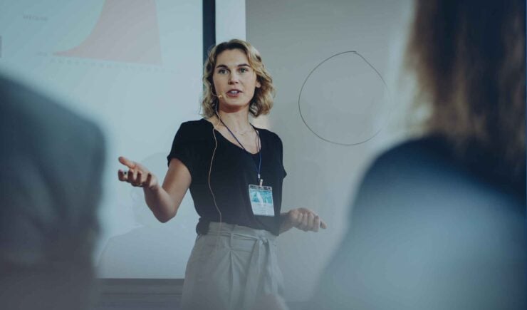training manager gives a presentation