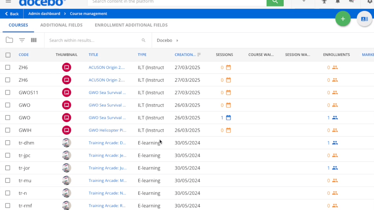 GIF showing how to sync course content between Docebo and Administrate.