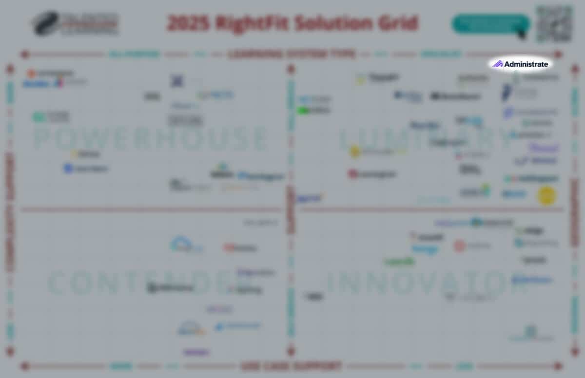 Administrate further cements its position as a leading tool for large-scale training operations, having received the top Luminary position in the 2025 RightFit Grid from Talented Learning.