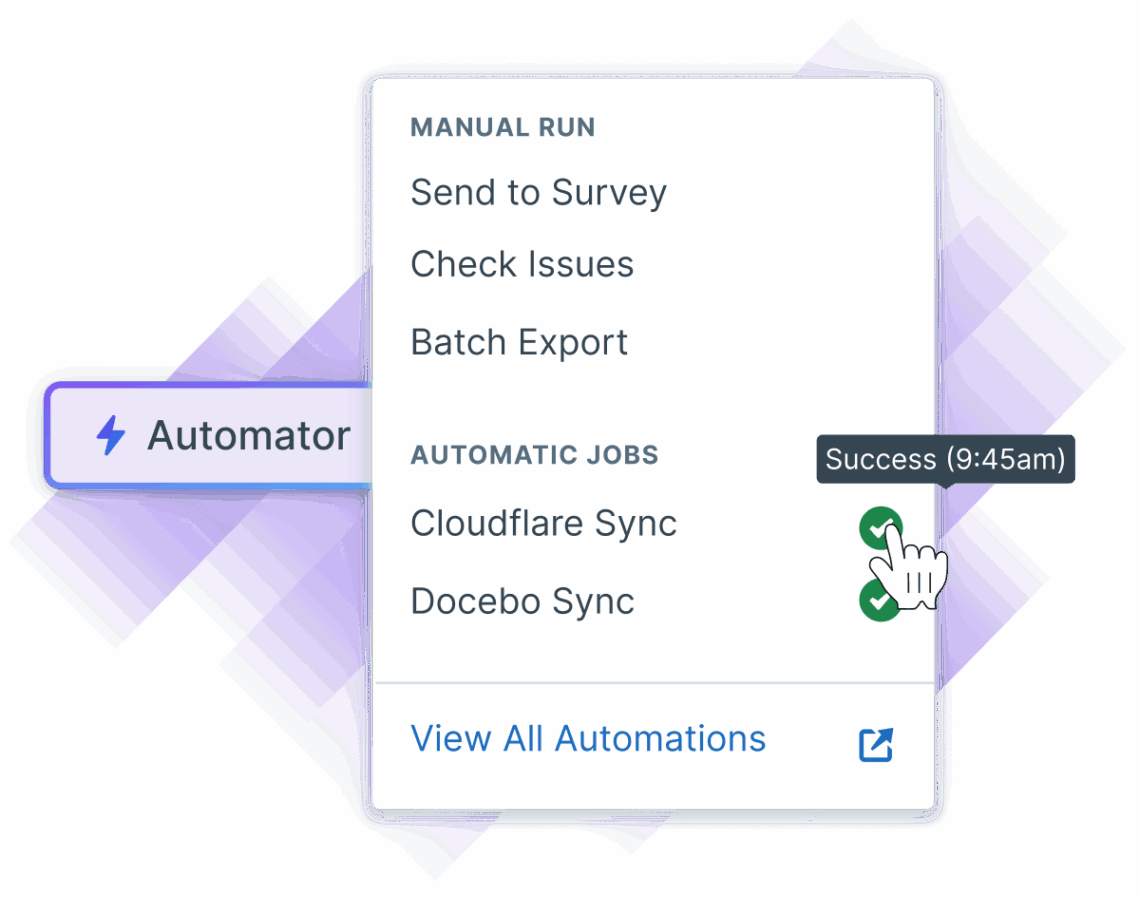 Automator button getting clicked as the user is able to see that a job was recently completed.