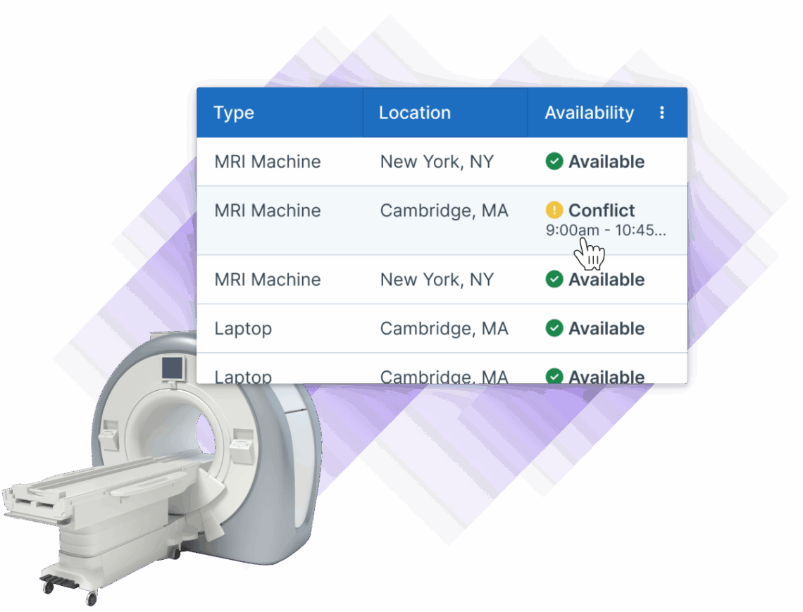 A graphic shows the resource management tools in Administrate overlaid atop medical training equipment.