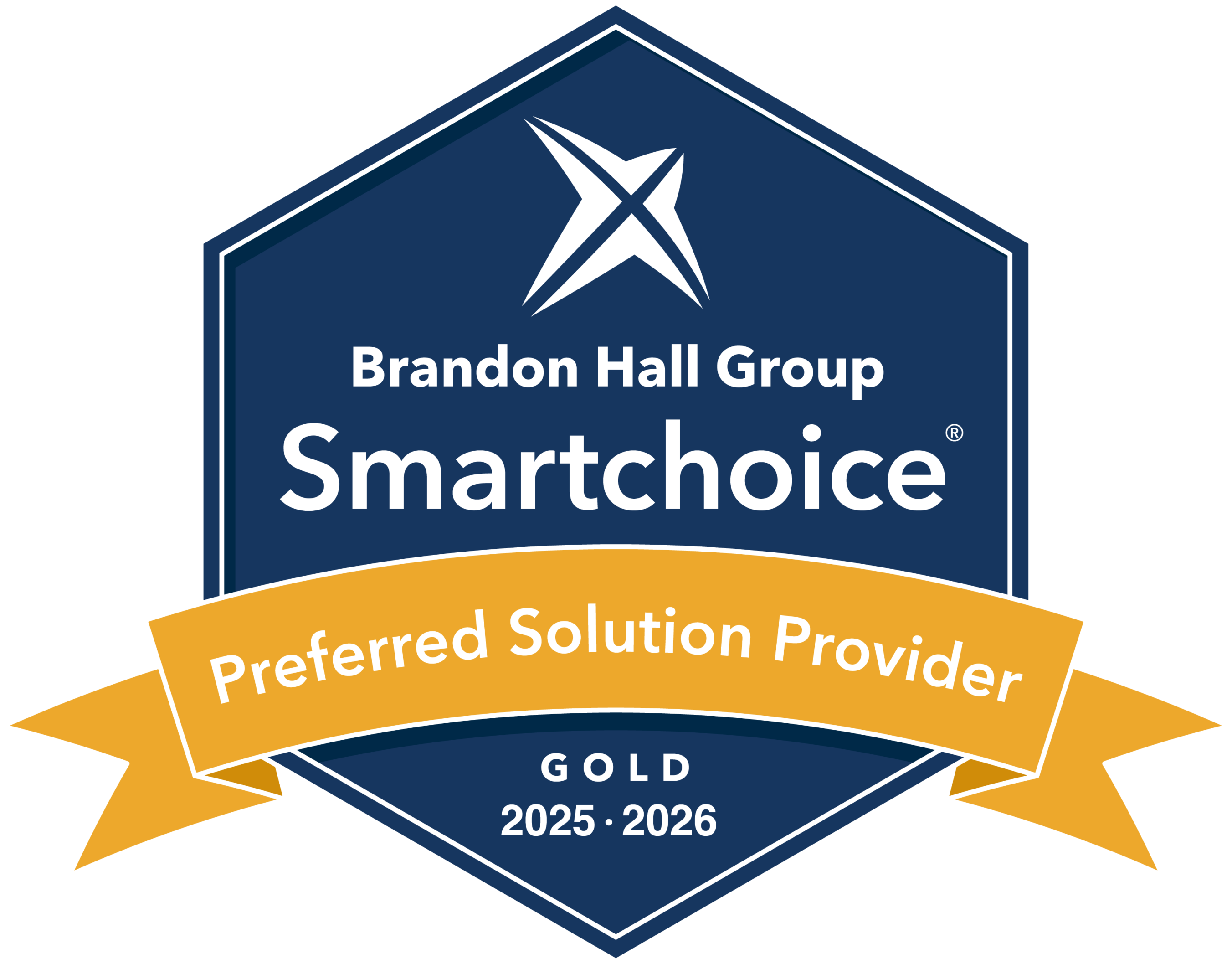 Brandon Hall Group Smartchoice Perferred Solution Provider, 2025-2026 badge.