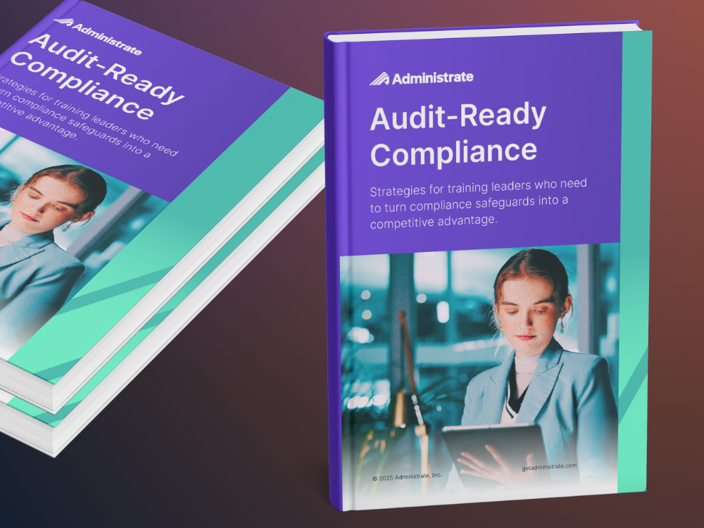 Audit Ready Compliance for training teams, covers of guidebooks in a stack